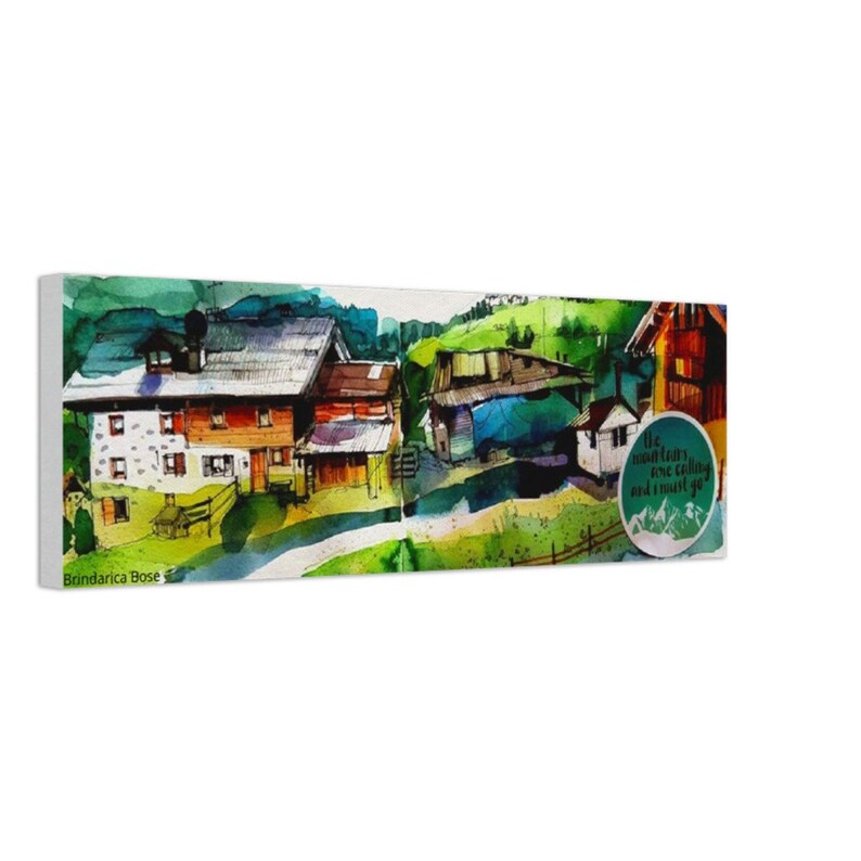 Watercolour reprint of an urbansketch done in Livigno, Italy and Switzerland